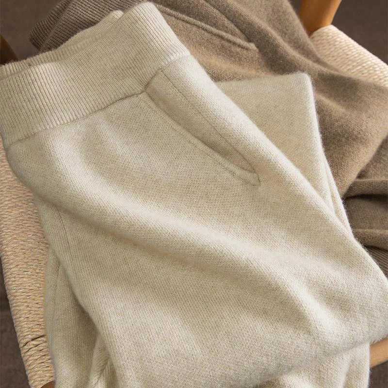 2023 Knitted Sweatpants Woolen Ankle Banded Pants Woollen Trousers Womens Winter Cigarette Pants WideLeg Pants Sports PantsT251025