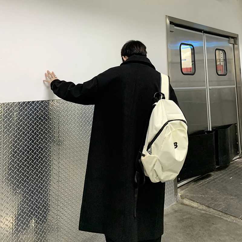 Blends Men Xlong Autumn Winter Korean Style Trendy Loose Overcoats Solid Handsome Allmatch College Harajuku Clothing MidcalfT251025