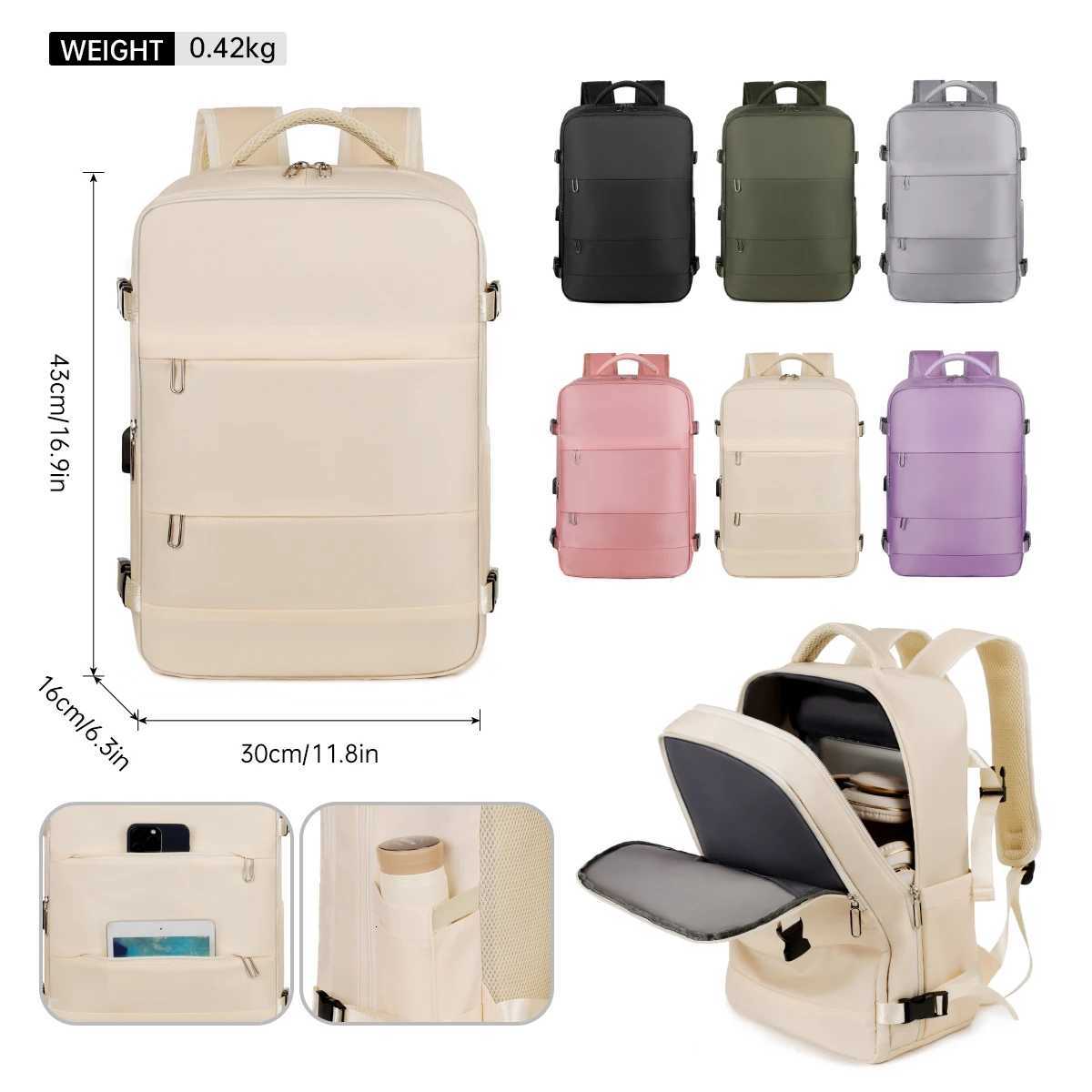 Light Travel Backpack Womens Backpack Travel Mens Outdoor Commuting Large Capacity Junior High School High School Student Bag Computer Bag Business W2