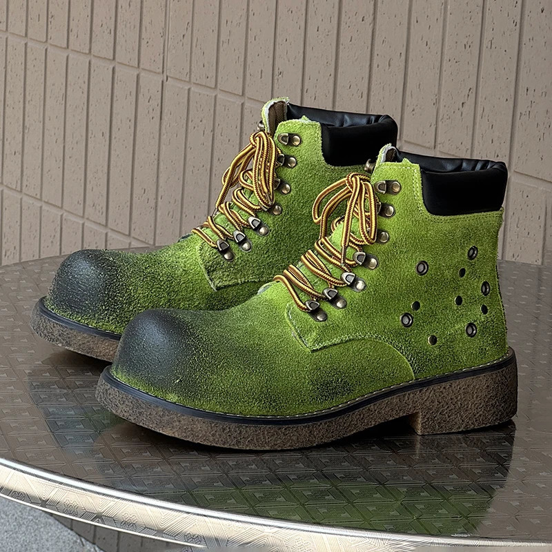 Street Style Men Ankle Boots High Top Suede Leather Shoes Fashion Man Ankle Boots Outdoor Business Casual Shoes Motorcycle Botas 251023