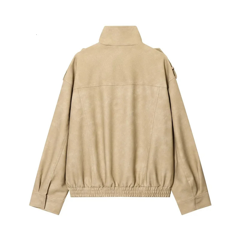 MUJER Suede Bomber Jacket Woman Oversized Demiseason Jackets for Women Outerwears Winter Overcoat Female Zip Womens Jackets 251020
