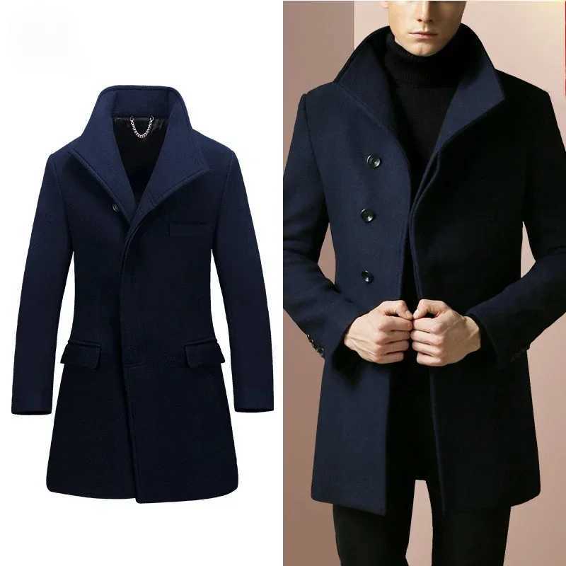 Men British Style Overcoats Business Casual Woolen Coats New Winter Man Thicker Warm Trench Coats Quality Long JacketT251025