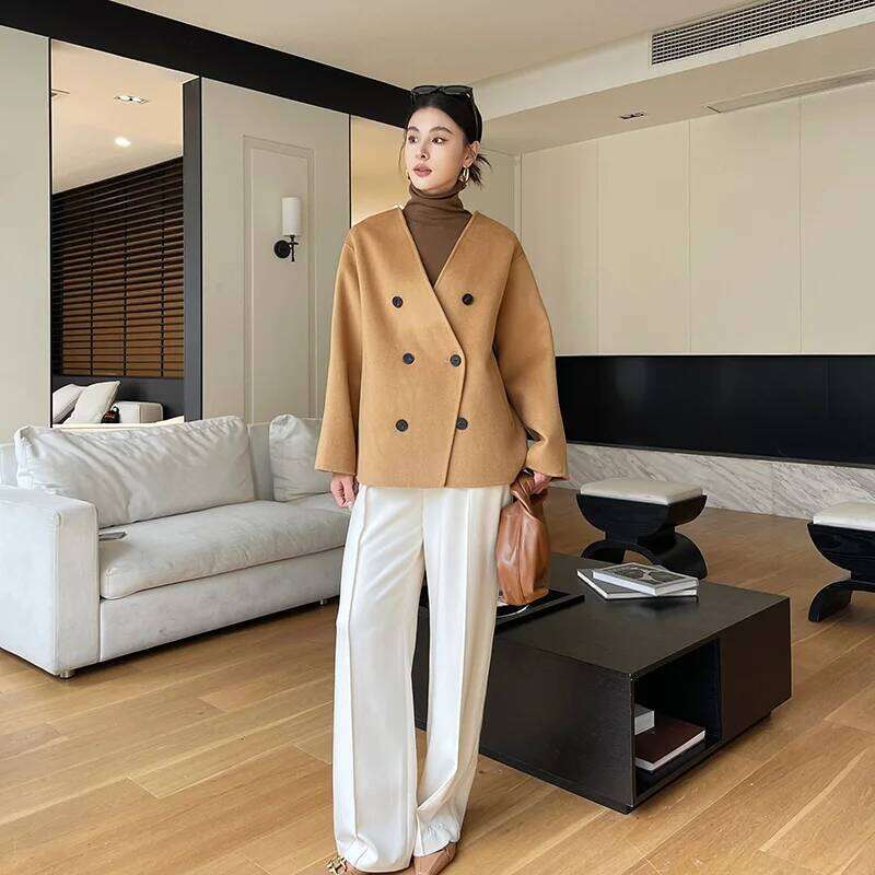 Women S Cashmere Thick Double Sided Jacket Classic Multi Functional Fashion Suitable For Business