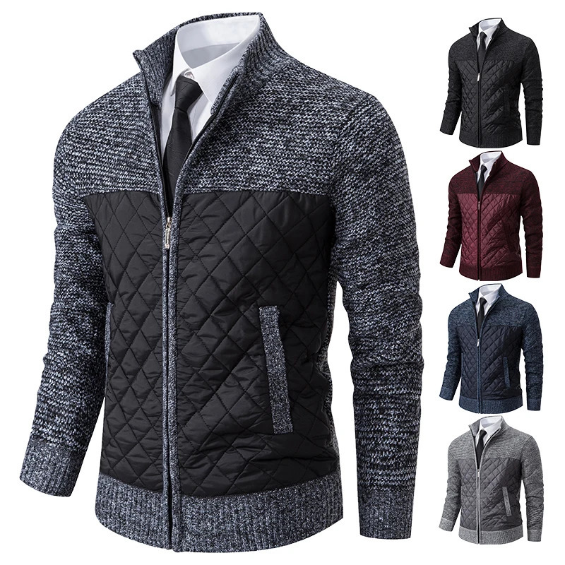 Autumn Winter Sweater Mens Loose Cardigan Cold High Neck Jumpers Patchworked Windbreaker Causal Jackets 251020