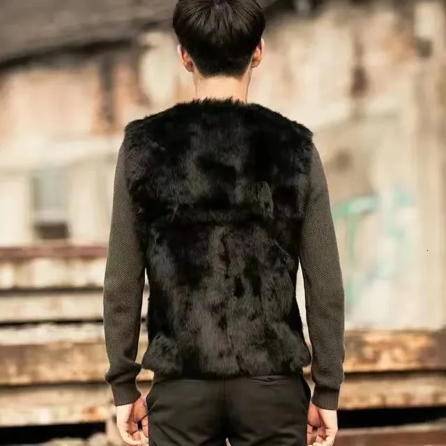 Man s HighGrade Vest Mens Winter Warm Fur Vest Whole Skin Real Rabbit Fur Outside Coat JZ190 251020