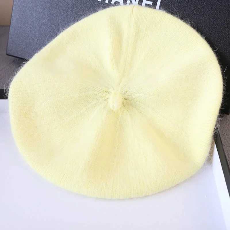 Letter Angora Rabbit Fur Soft Winter Beret for Wen French Elegant Artist Painter Hat Beanies Fem Casual Warm Walking C Y251025