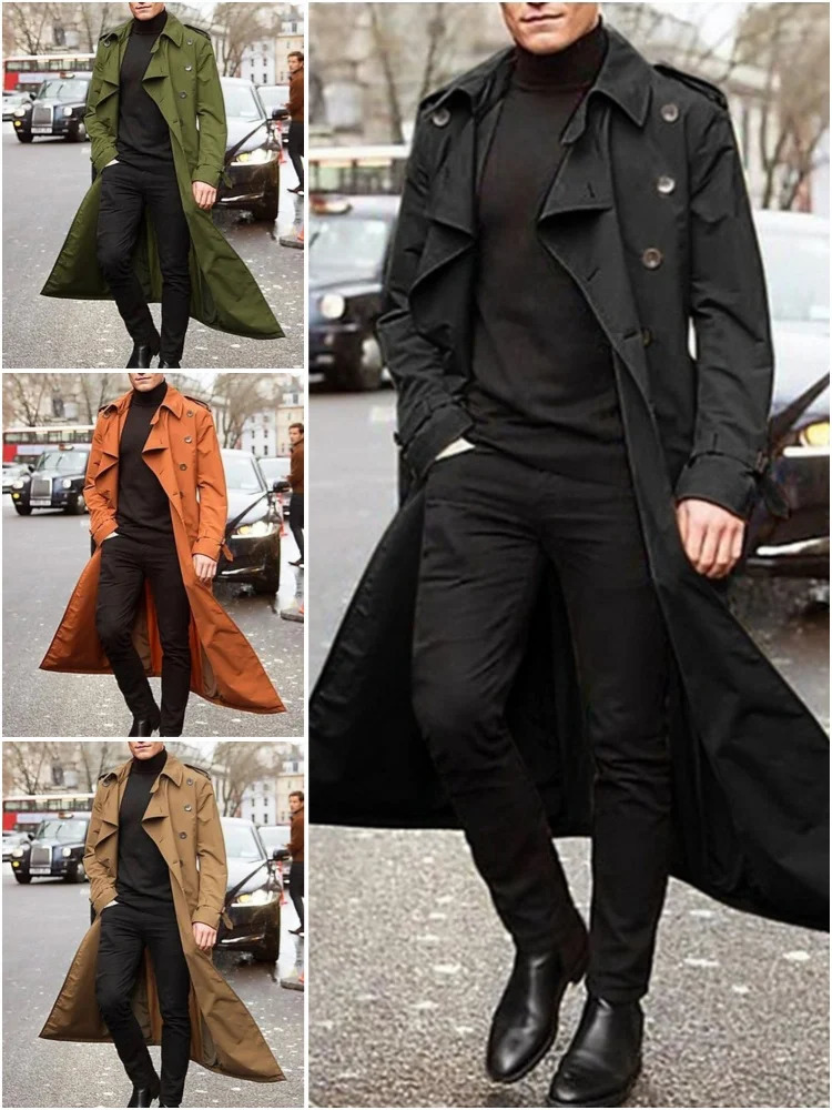 Streetwear Fashion Trench Mens Thin Coat Overlong British Coats Mans Clothing With Epaulets Jackets For Spring 251018