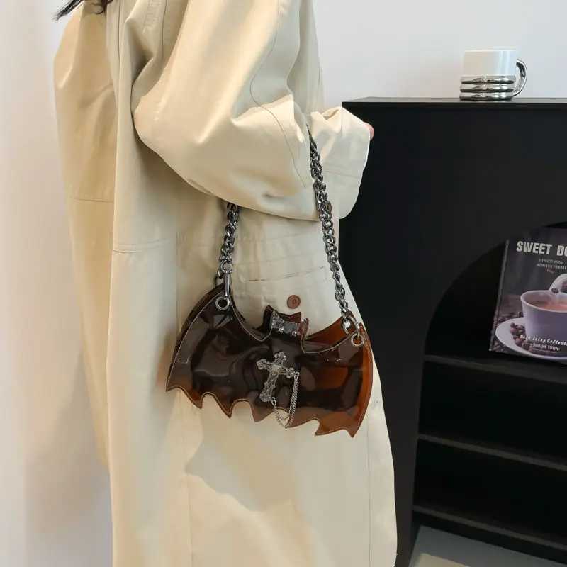 Punk Cool Pvc Transparent Crossbody Bag Halloween Bat Mini Mobile Phone Storage Bag Womens Bag Handbags Tote Bags Z251024