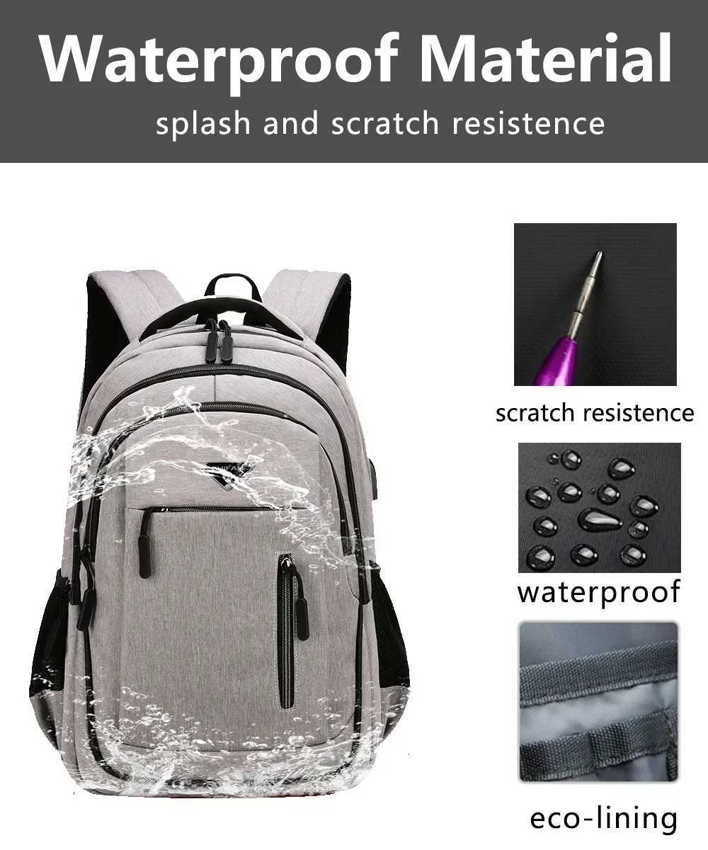 Large Capacity Backpack Men Laptop Backpacks 156 Oxford Black Solid High School Bags Teen College Boy Gril Student Backpack W251025