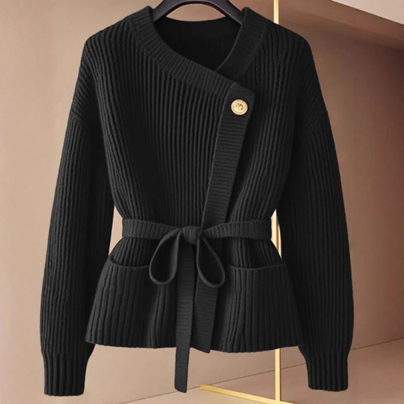 Autumn Winter Cardigan Sweater Coat Women Allmatch Fashion Temperament Knitwear Female Longsleeved Elegant Top Ladies 251021