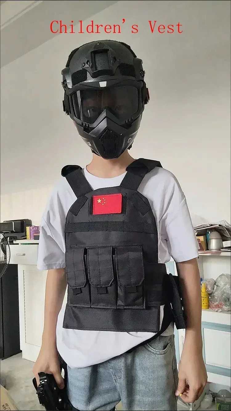 Nylon Gear Tactical Vest Body Protection Hunting Carrier Children Accories 6094 Pouch Training Cam Kid Camo Vest Y251022