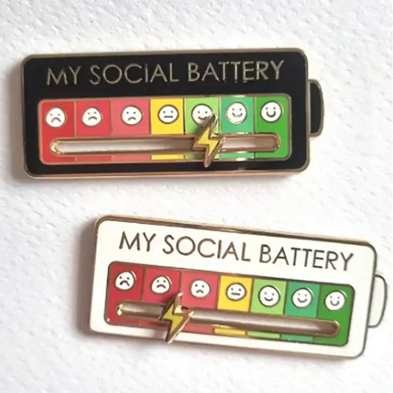 My Social Power Battery Brooch Social Power Enamel Badge Transform Mood Energy Brooche Alloy Badge Gift Brooches for Women Pin J251115