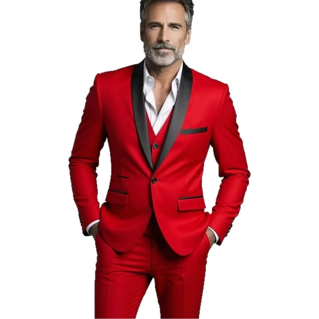 Black White Men Autumn Wedding Party Three Pieces Set Large Size Male Blazer Coat Pants and Vest Fashion Slim Fit Suit 251020