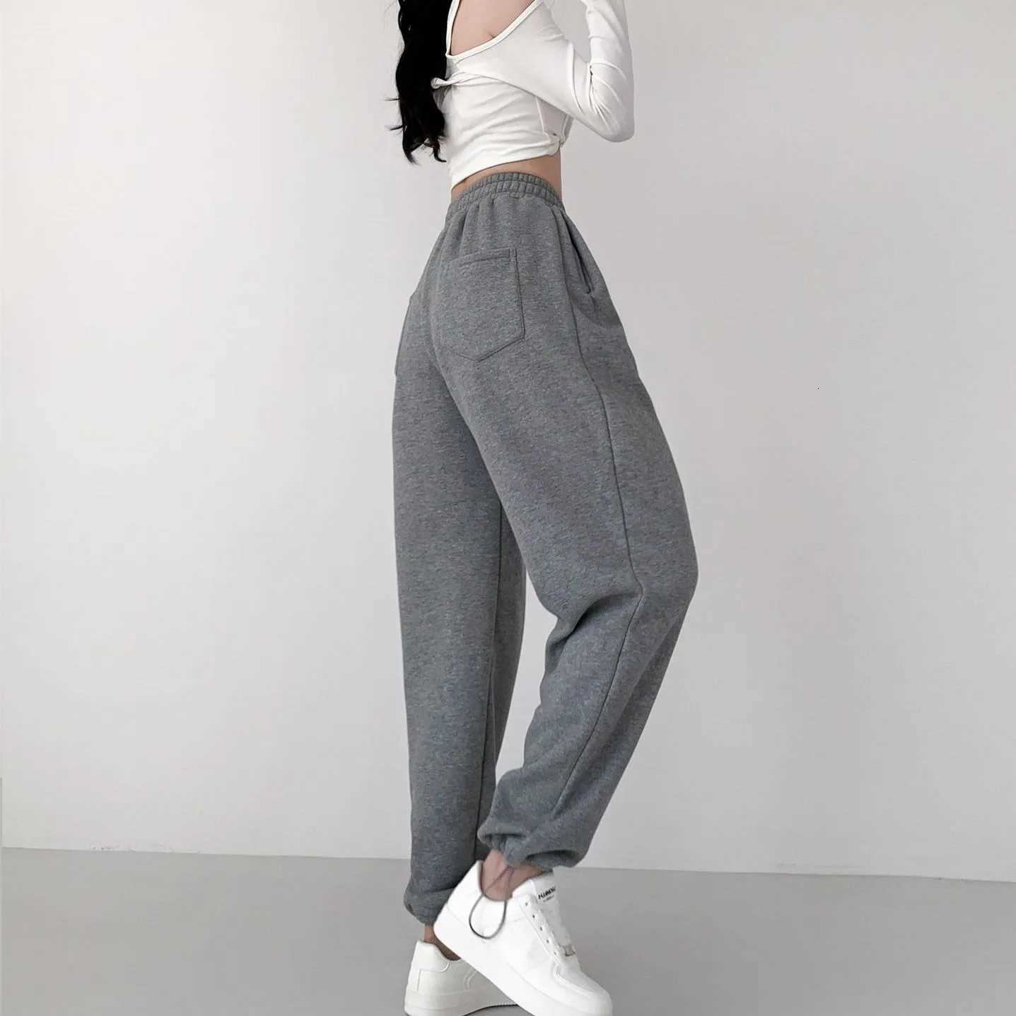 Winter Warm Straightleg Trousers Women Thicken fleece Pants Cotton SweatPants drawstring casual wearT251025