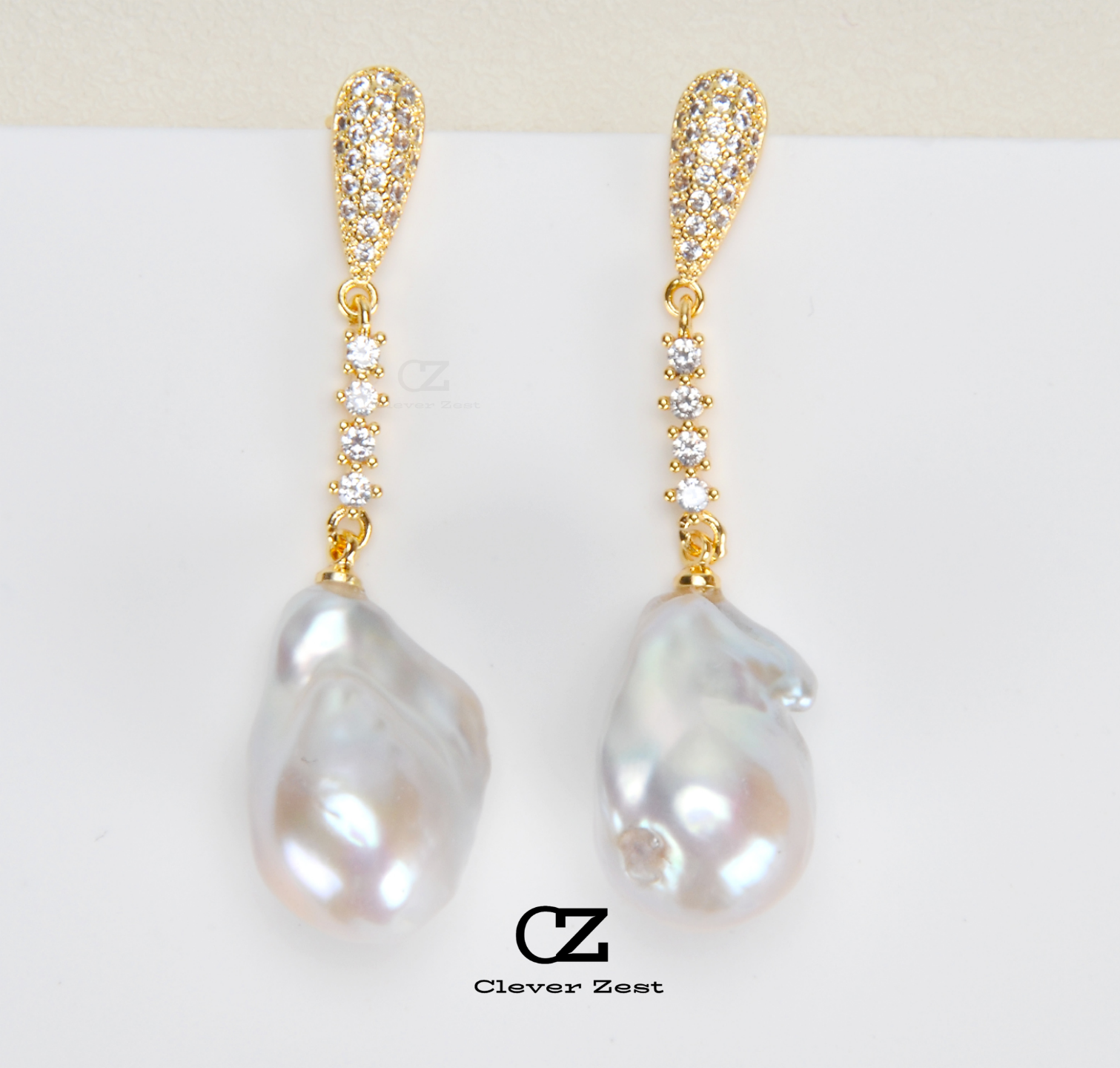 Natural White Large Baroque Pearl Earrings with Dynamic Design 14K Gold-Filled Fashionable Versatile Style Trendy Anniversary Gift Best Friend Gift