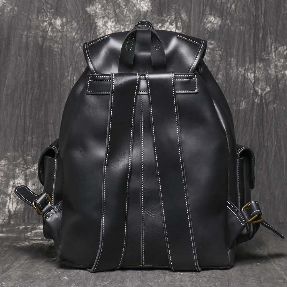 LUOKIR New Leather Shoulder Bag With Layered Cowhide Personalized Travel Backpack Large Capacity Computer Bag School Bag W251025