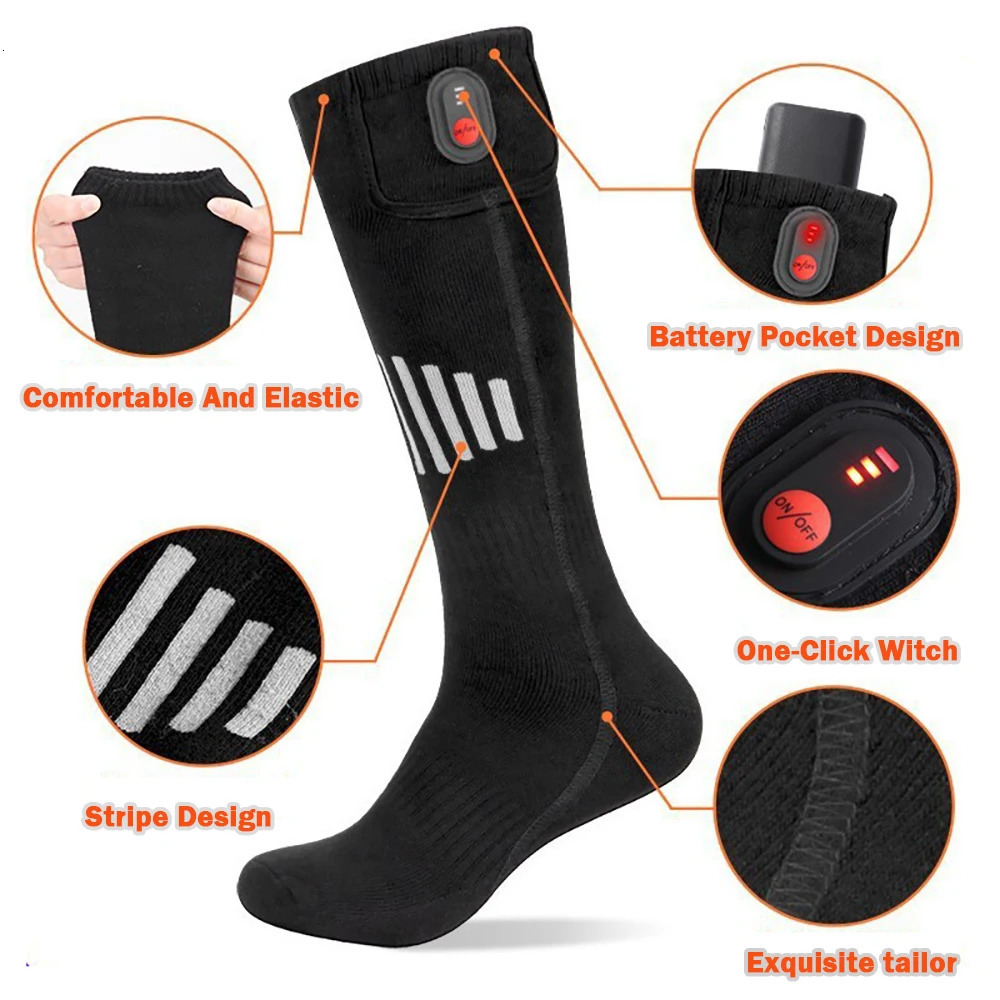 Winter Heated Socks With Battery Box Thermal Socks Women Men Heating Foot Warmer Electric Fever Socks Hiking Ski Warm Outdoor 251023