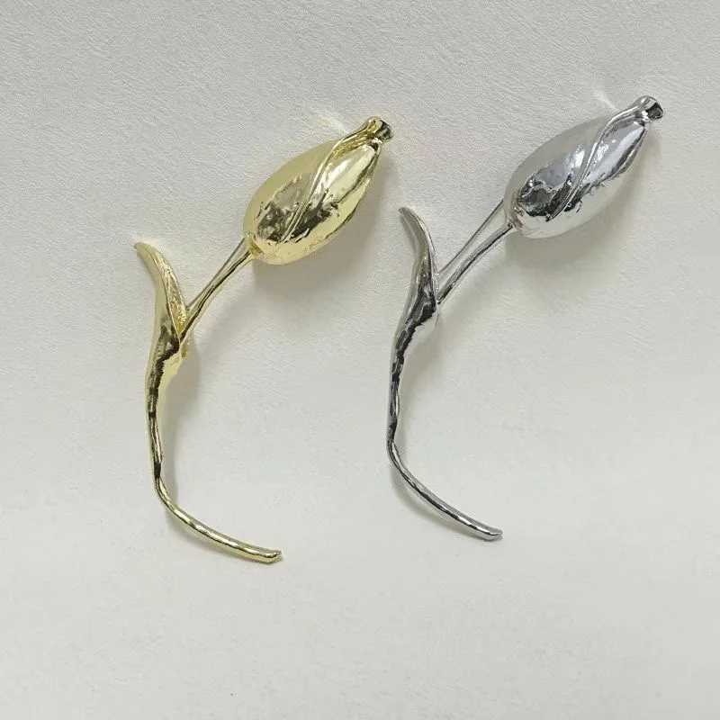 Wulibaby Large Charming Tulip Flower Brooches Pins For Women Lady 2color Exaggerate Flowers Bud Office Party Brooch Pins Gifts J251115