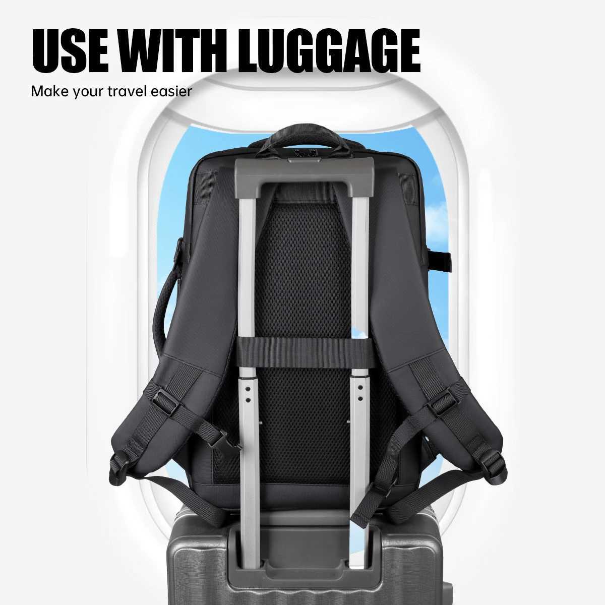 Urban Commuting Mens LargeCapacity Business Waterproof Backpack Travel Boarding Laptop Business Trip Backpack Womens Expandable Family Travel W251025