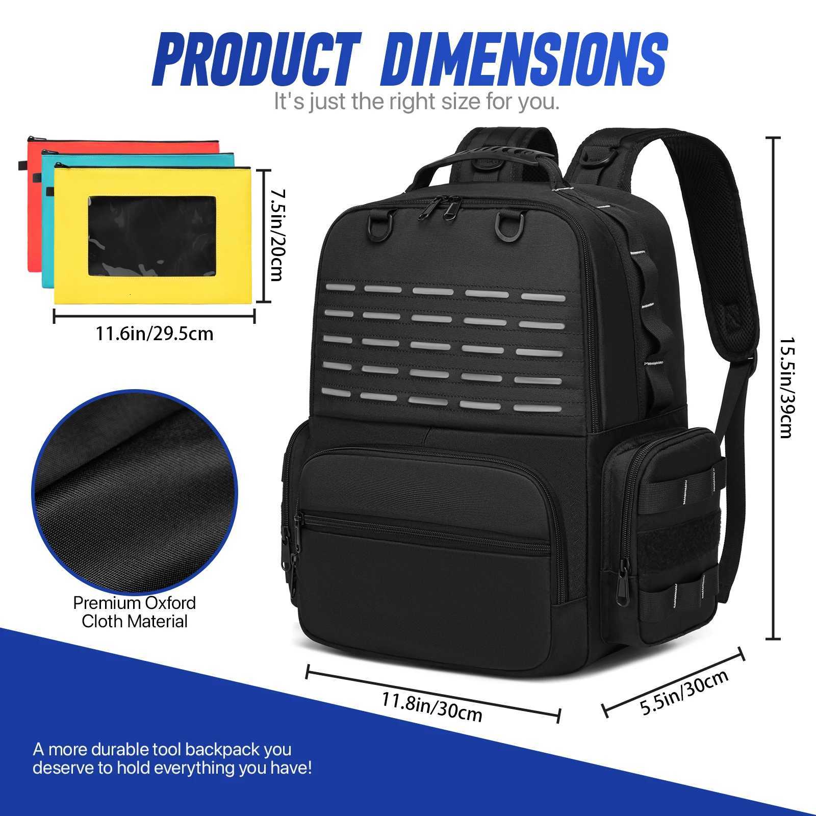 Tool Backpack Heavy Duty for Men Tool Storage With 3 Tool Pouches Organizer Electrician Plumber Maintenance Worker Tool Bags W251025