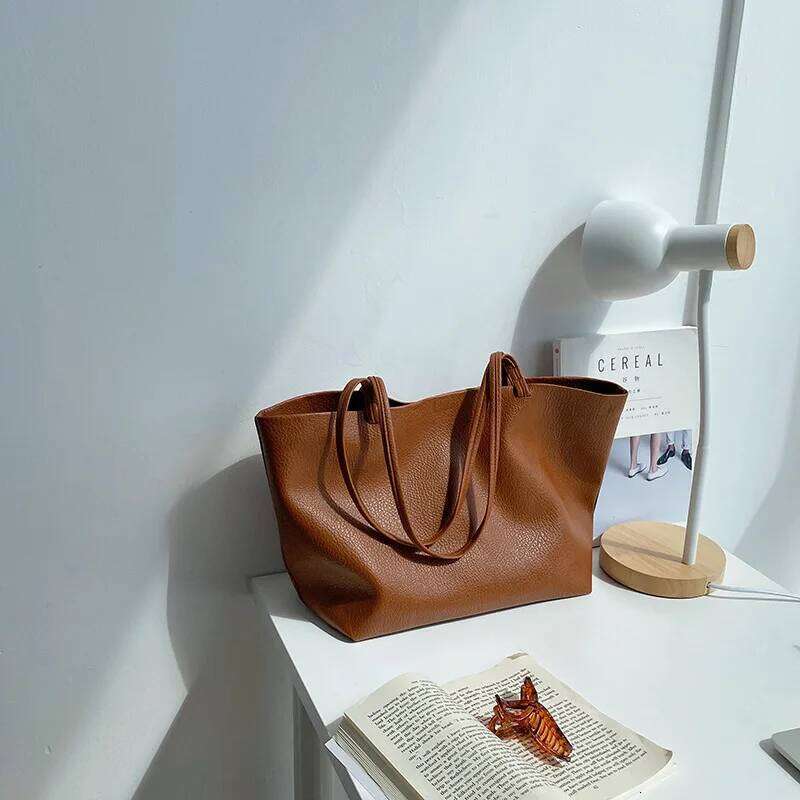 New Big PU Leather Composite Handbag Woman Casual Tote Shoulder Bags Simplicity Vintage Ladies Fashion Shopping Pack 1025