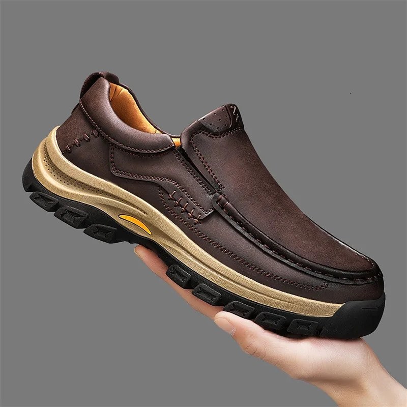 Stylish Mens Leather Loafers Men Thick Bottom Business Shoe Classic Leather Man Casual Shoes Senior Male Walking Footwear 251023
