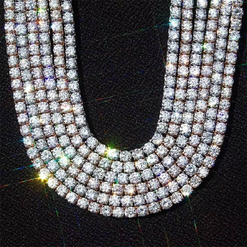 Different Sizes VVS Tennis Chains Necklace Moissanite Tennis Link 925 Moissanite Tennis Chain VVS Diamond Chains