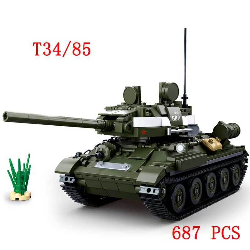 Military Vehicles Tank Sets SWAT Army City Police T34 Model Building Blocks DIY Brick Kids Toys Classic World War II WW2 C251023