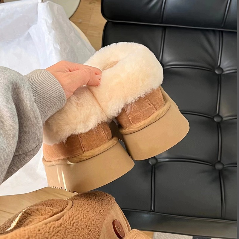 2025 Winter New Design Fleece-Lined Thick Bottom Height Increasing Snow Boots Fashionable and Versatile Outdoor Wear resistant and Anti slip Cotton Sh