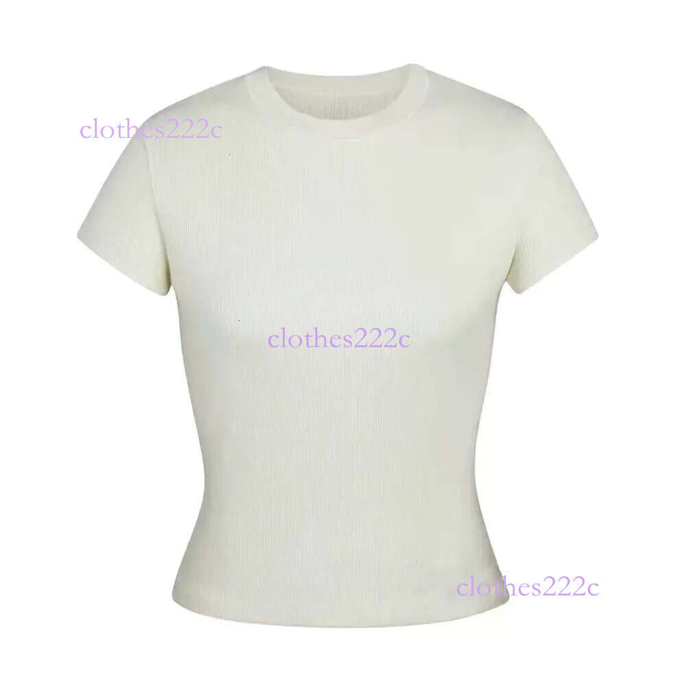 Kim Top T-Shirt Short Sleeve Stretch Slim Kylie With Thread Pure Cotton Round Neck Base