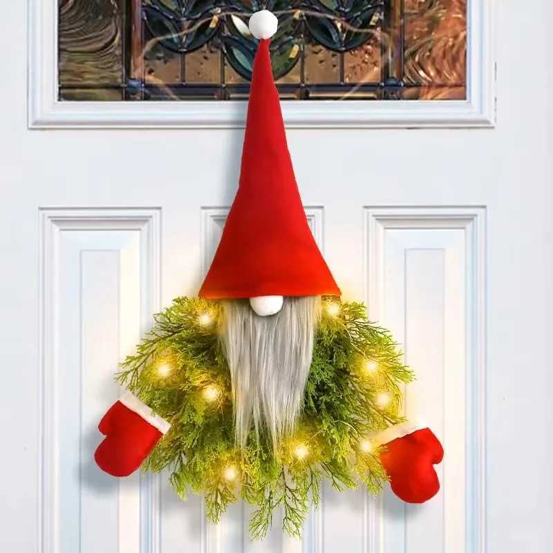 40x55CM Glowing Faceless Wreaths Crative Christmas Hanging Garland Ornament For Wall Door Window Fireplace Home Hotel C251024