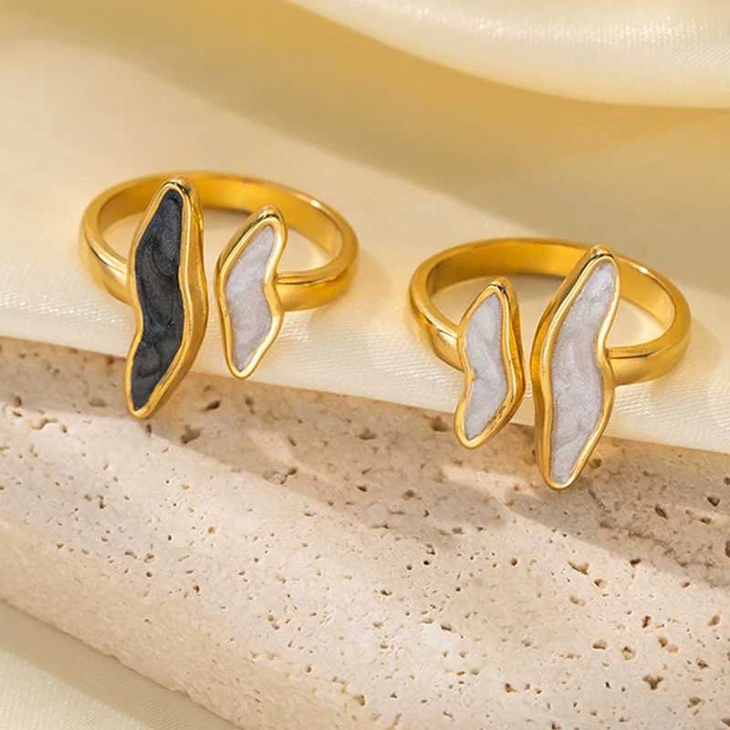 Stainless Steel Wave Drip Glaze Open Rings for Women Retro Punk Style Trendy Creative Exquisite Ring Accessories GiftXJ251025