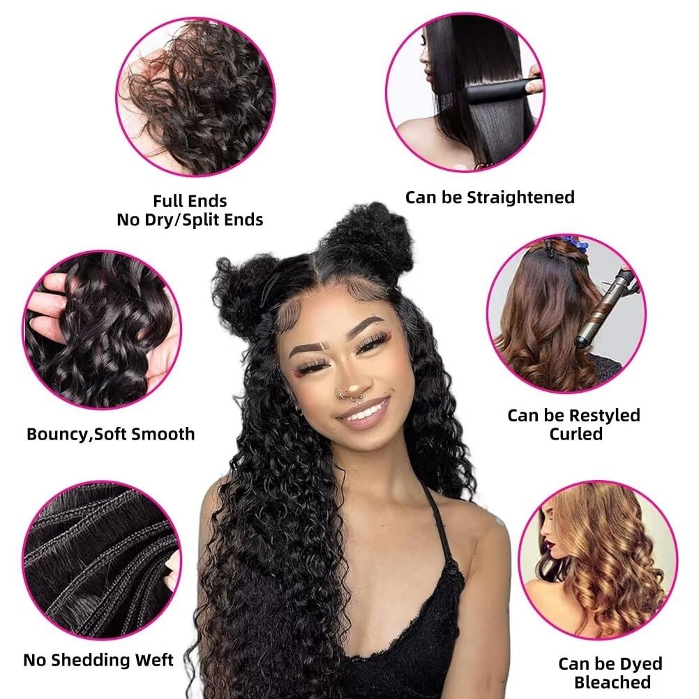 Virgin Water Wave Bundles 95-100g Unprocessed Human Hair Natural Black Single Bundle Hair