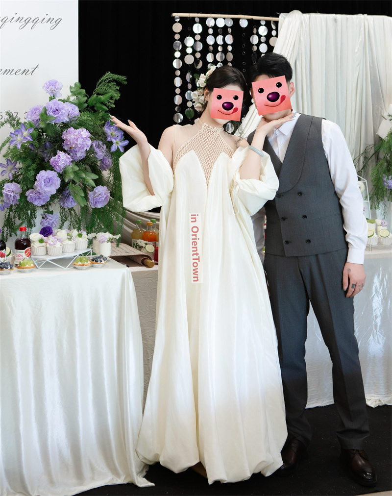 French Trend Lightweight Wedding Dress Satin Texture Minimalist Ethereal Apparel Bridesmaid Engagement Parties Morning Gown TP98