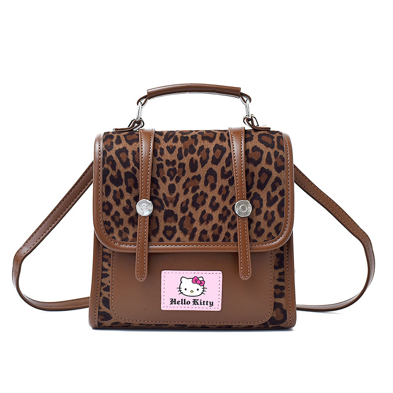 American Retro Leopard Print Backpack for Women Autumn and Winter New Fashion Versatile Niche Girly College Style Small Backpack