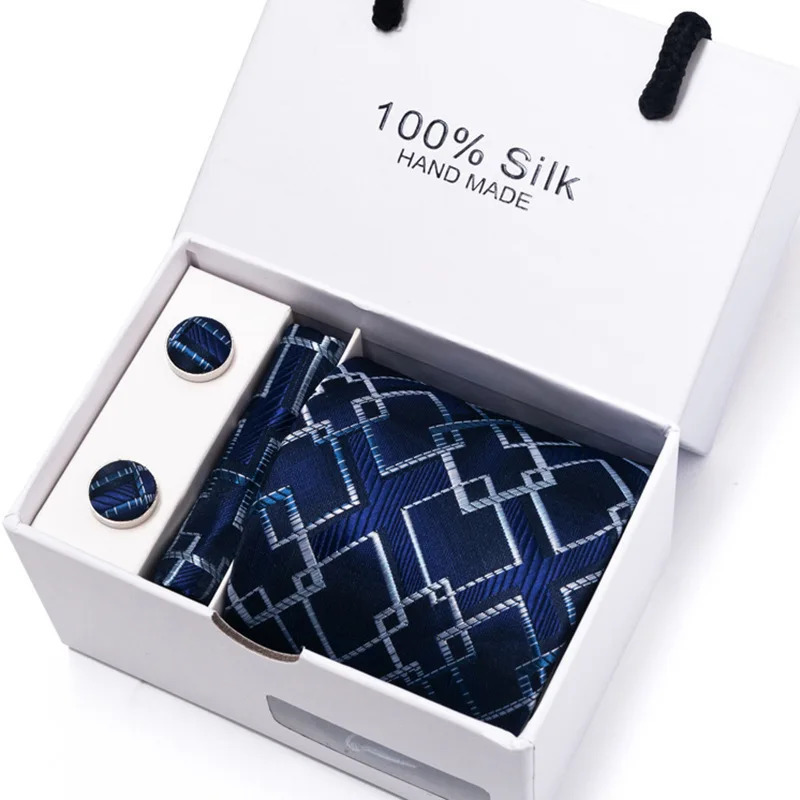 fancy classic Tie and pocket square Gift box 5piece set Group Mens tie with business formal Wedding party tie set 251023