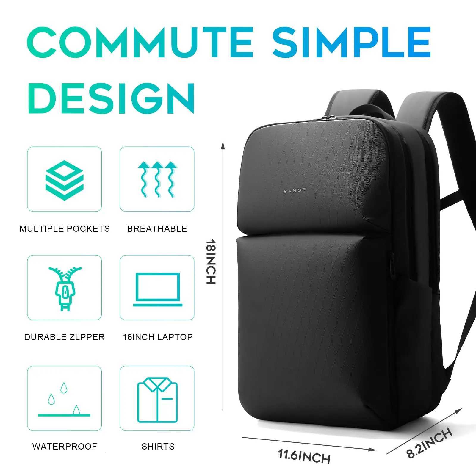 BANGE Smart Waterproof Travel Backpack Business Flight Approved Carry on Backpack Large Capacity 16 inch Laptop Backpack for Men W251025