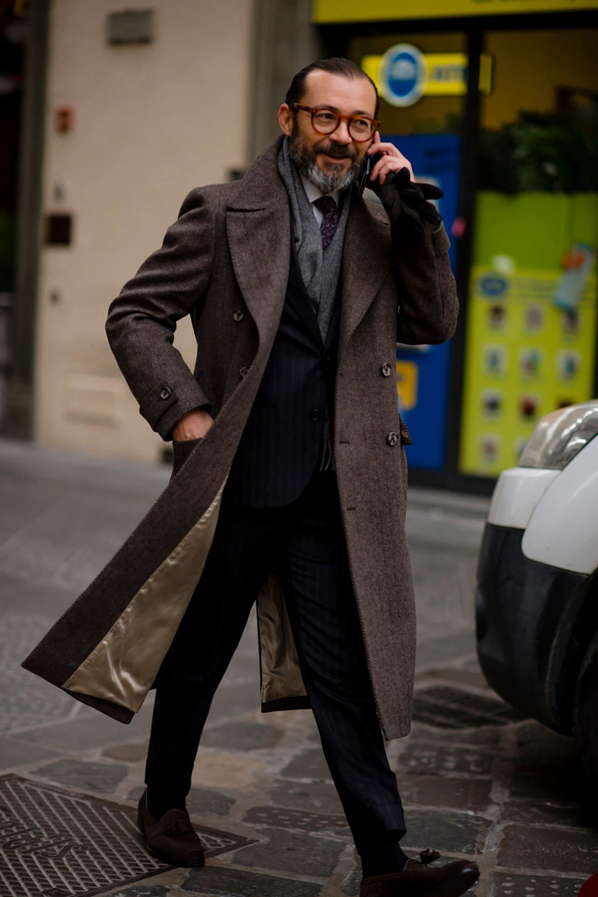 Handsome Men Long Coat Overcoat Line Double Breasted Warm Woolen Blend Business Causal Daily Customized 251024