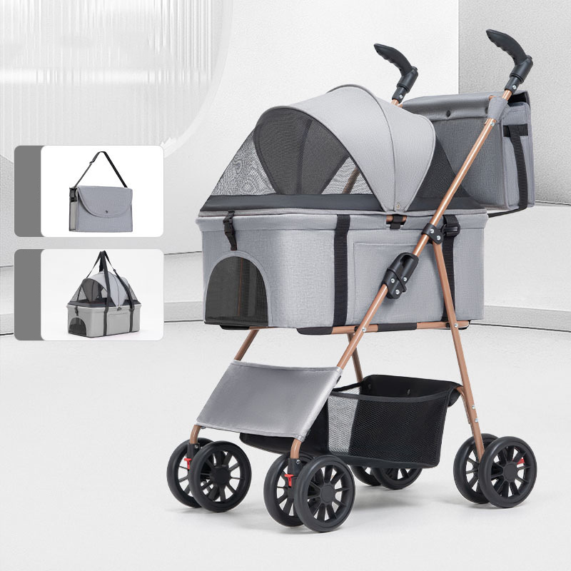 Portable folding pet stroller for small and medium-sized dog owners going out