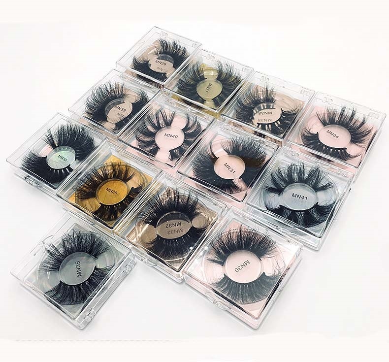 Thick Fluffy Long 25mm Mink False Eyelashes Wispy Soft Lightweight Reusable Handmade 3D Faux Fake Lashes Full Strip Eyelash Extensions 13 Models