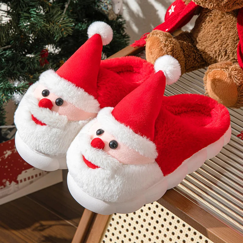 Women Santa Claus er Fluffy Slippers House Christmas Tree Cartoon 2025 Winter Shoes Girls Flat Home Warm Footwear Big Size251020