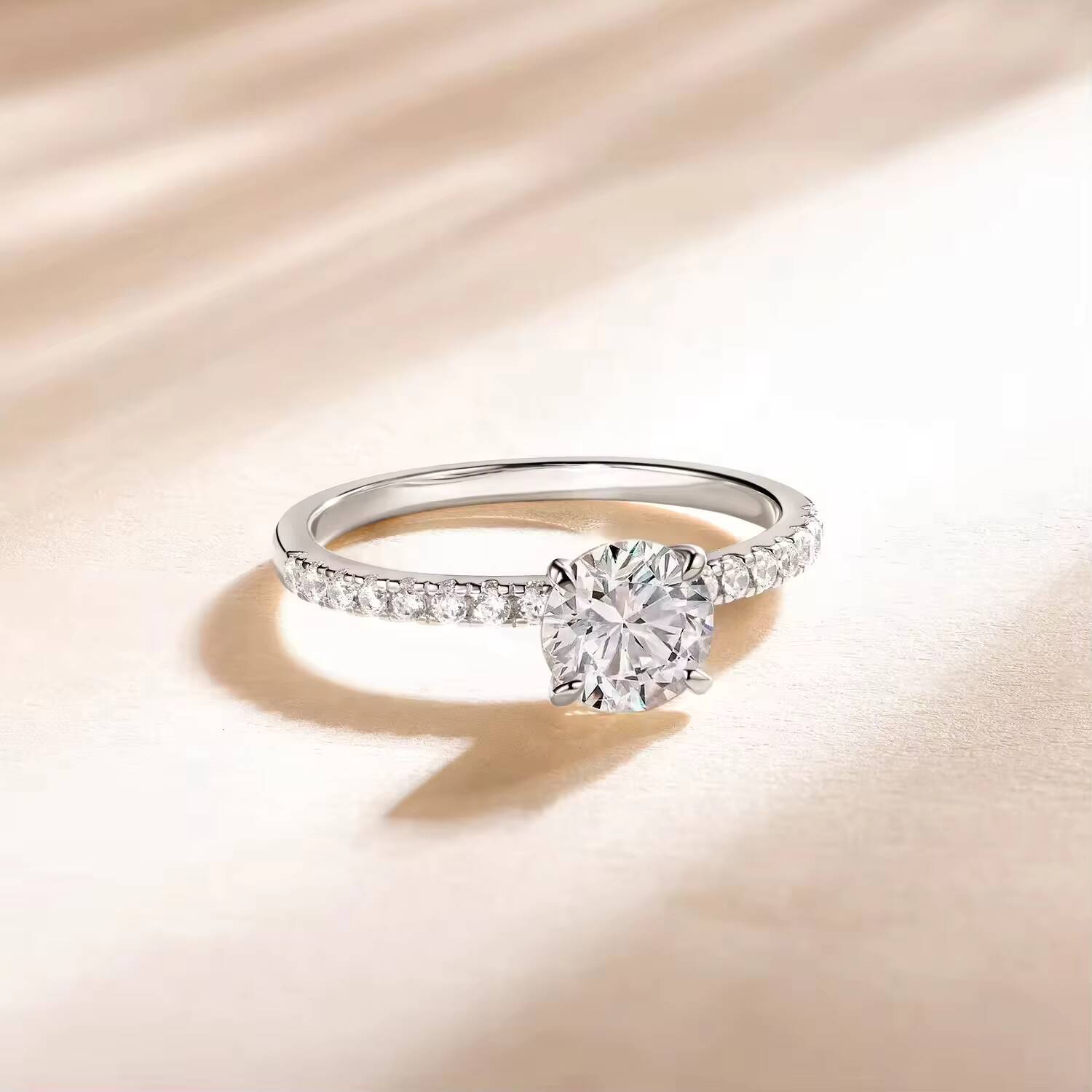 Tempusort Engagement Ring 12CT Moissanite 925 Sterling Silver Jewelry Wholesale Fine Jewelry Ring