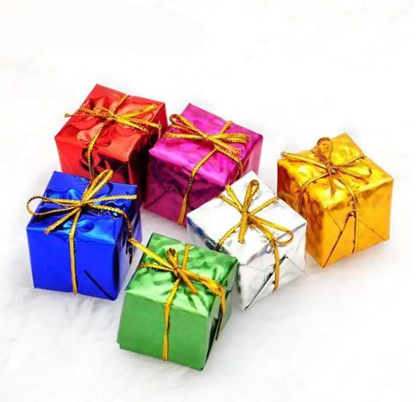 Christmas Mini Box Ornaments Foam Gift Box Color Candy Box Xmas Tree Hanging Pendant New Year Party Christmas Decoration C251024