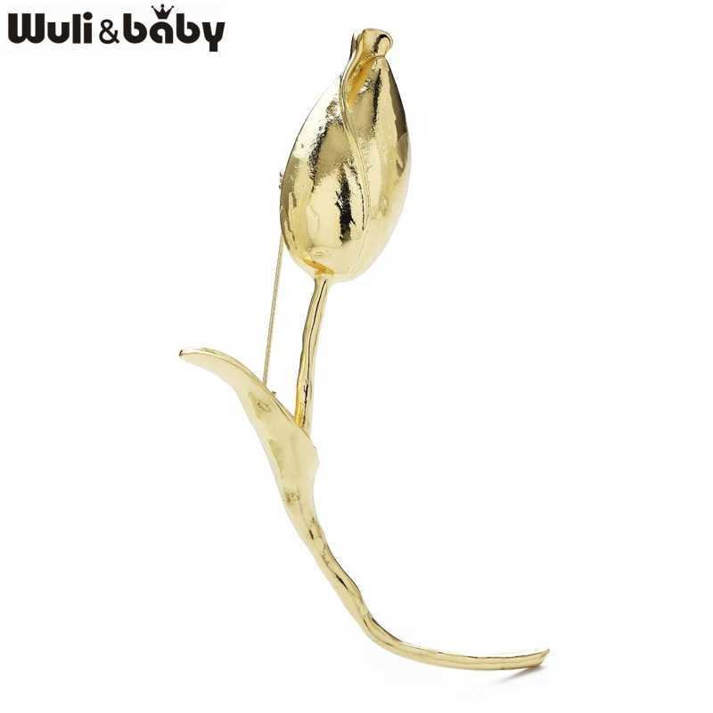 Wulibaby Large Charming Tulip Flower Brooches Pins For Women Lady 2color Exaggerate Flowers Bud Office Party Brooch Pins Gifts J251115