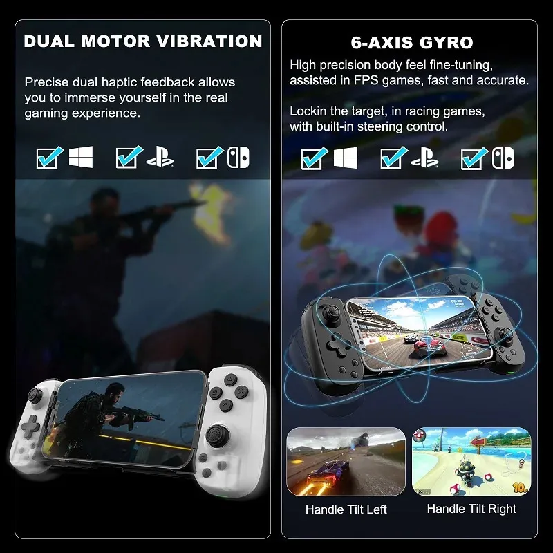 2025 Fashin new Gamepad Bluetooth Android Joystick for Mobile Phone D6 Control for Cell Phone Games Stretchable Video Game Controller