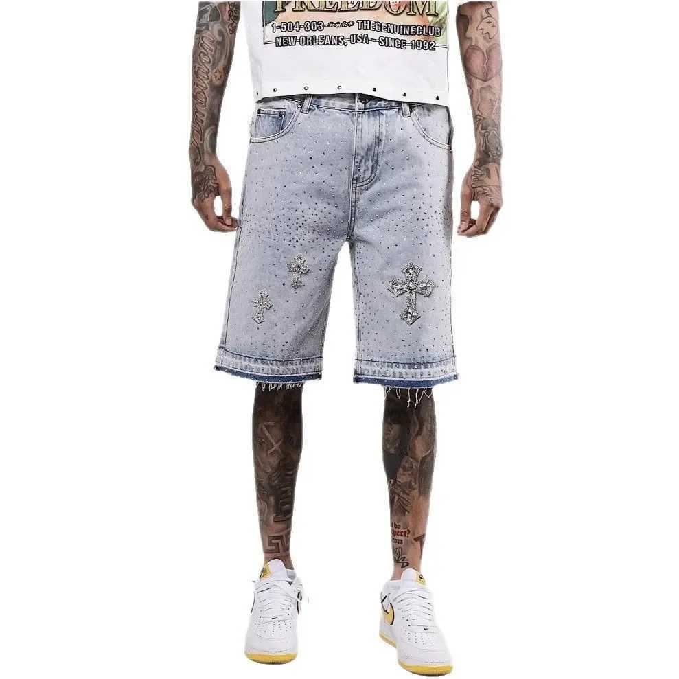 Y2k Retro Gothic Sweatpants Oversized Pattern Denim Shorts for Men Hip Hop Punk Low Waist Gym Shorts StreetwearXJ251025