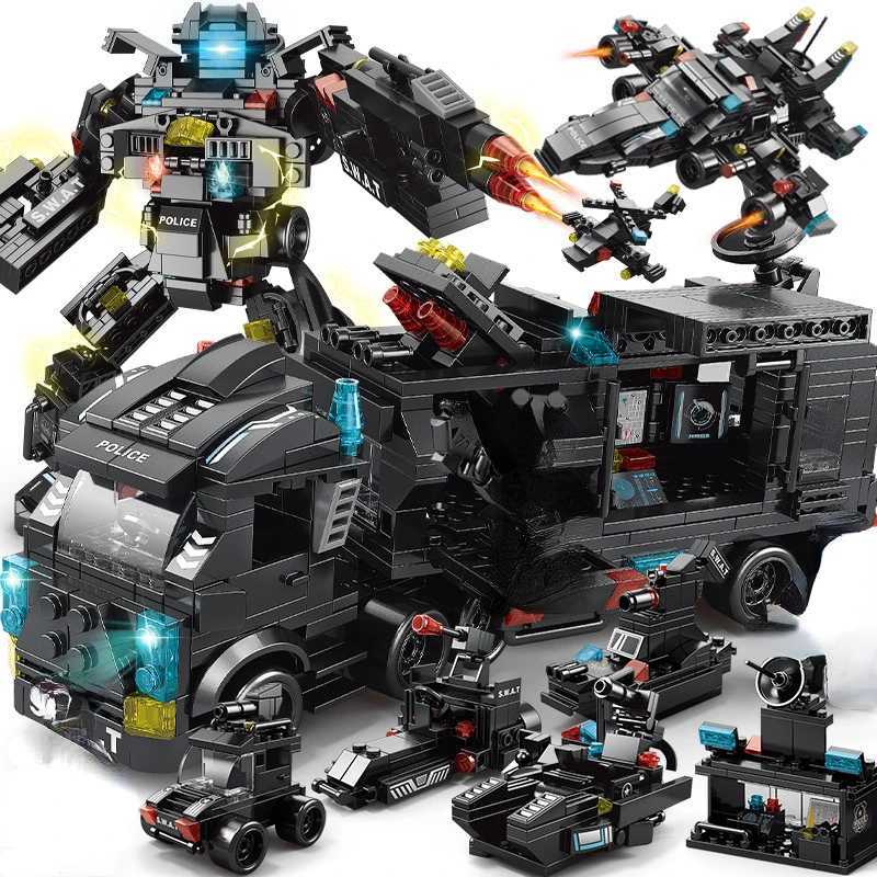 Compatible with 585Pcs CiTY Police Station SWAT Truck Car Building Blocks DIY Toys for Boys Kids Gifts C251023