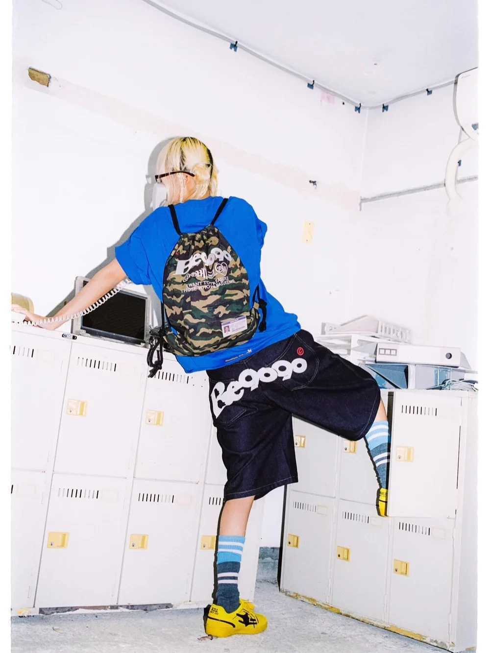Summer 2025 Gothic letter printed washed black straight leg shorts y2k retro casual high waist wide leg knee high denim shortsXJ251025