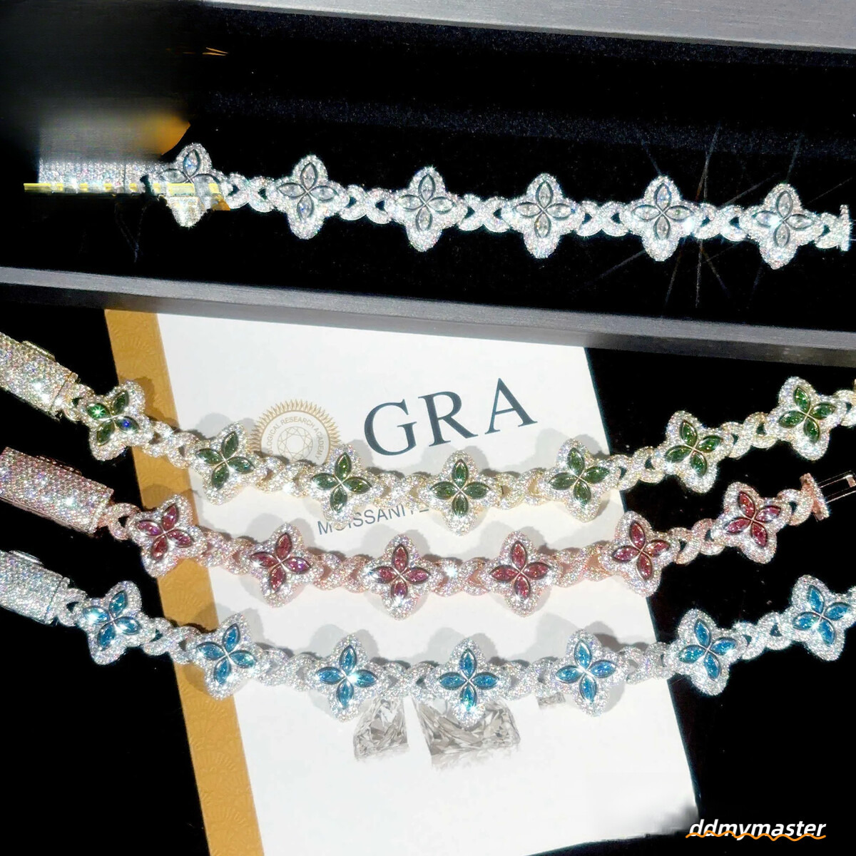 Color Natural Peridot With Cuban Link White Gold Plated Moissanite Dia High Quality Hip Hop Bracelet Ddmymaster