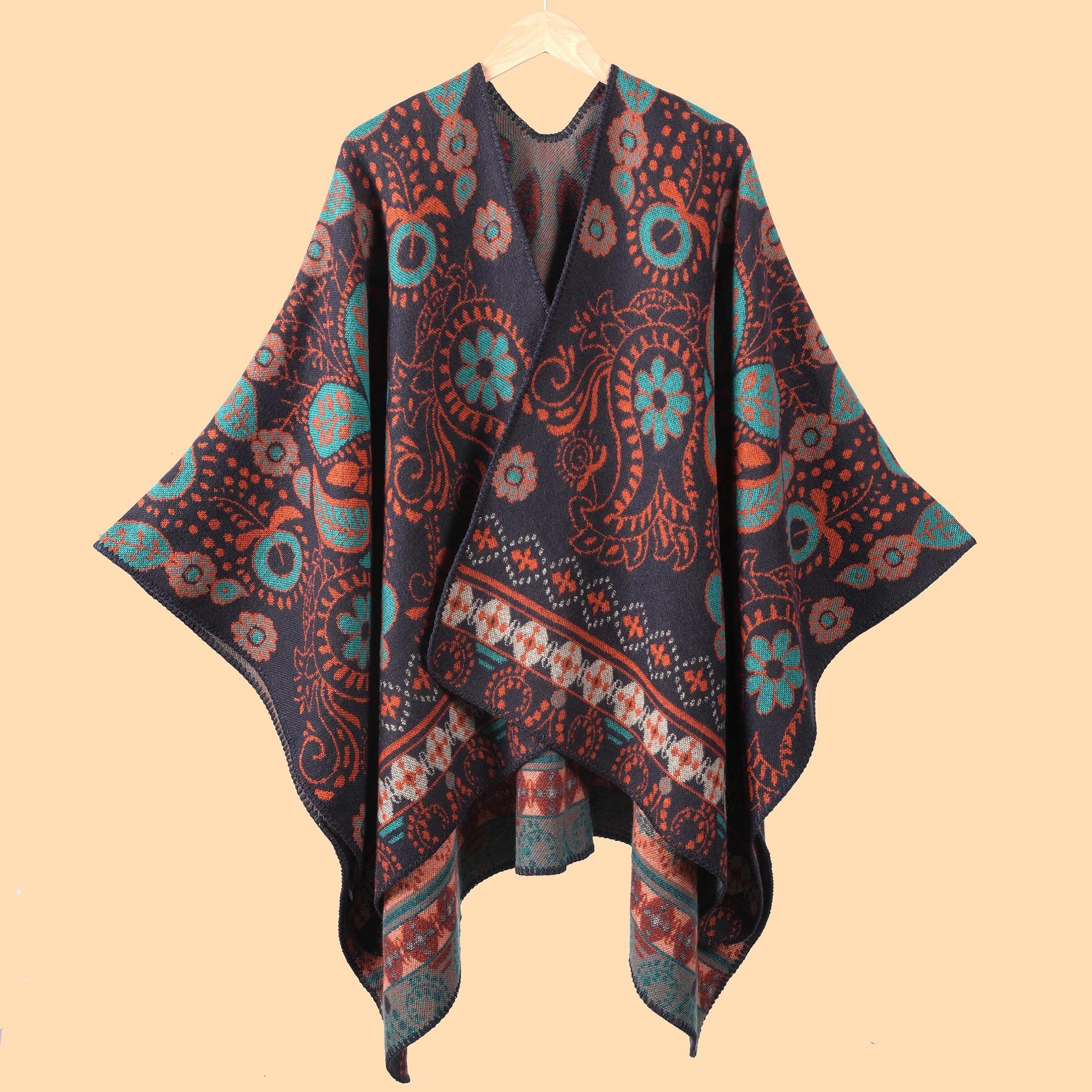 New Cashew HighQuality Jacquard Thickened Warm Shawl for Women Autumn Winter Outdoor ColdProof Cape